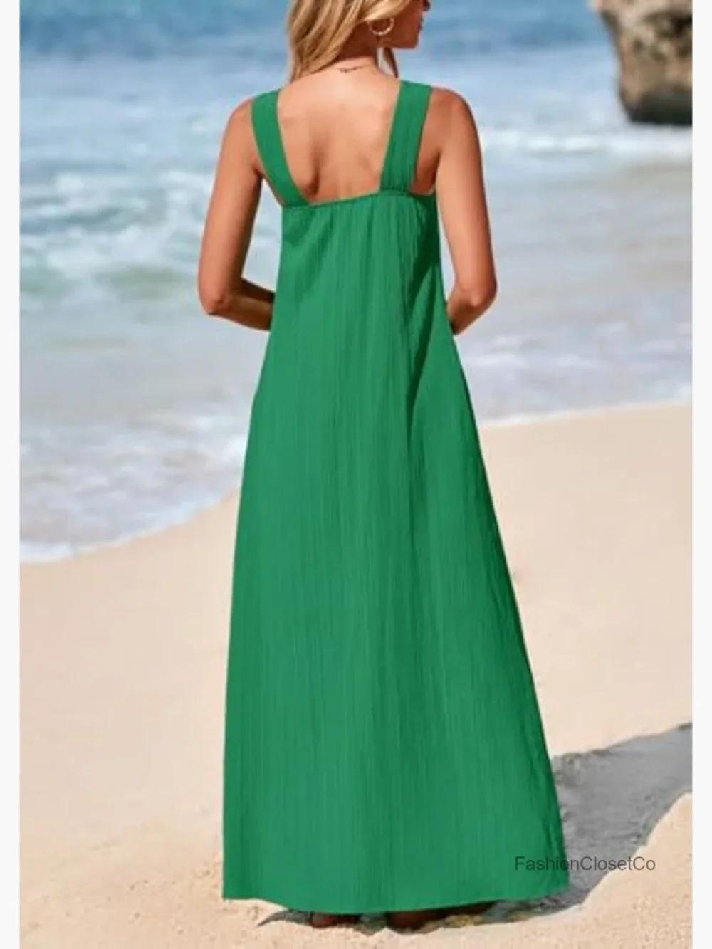 Sleeveless Strappy Loose Flowy Maxi Dress with Pockets - Picture 2 of 7